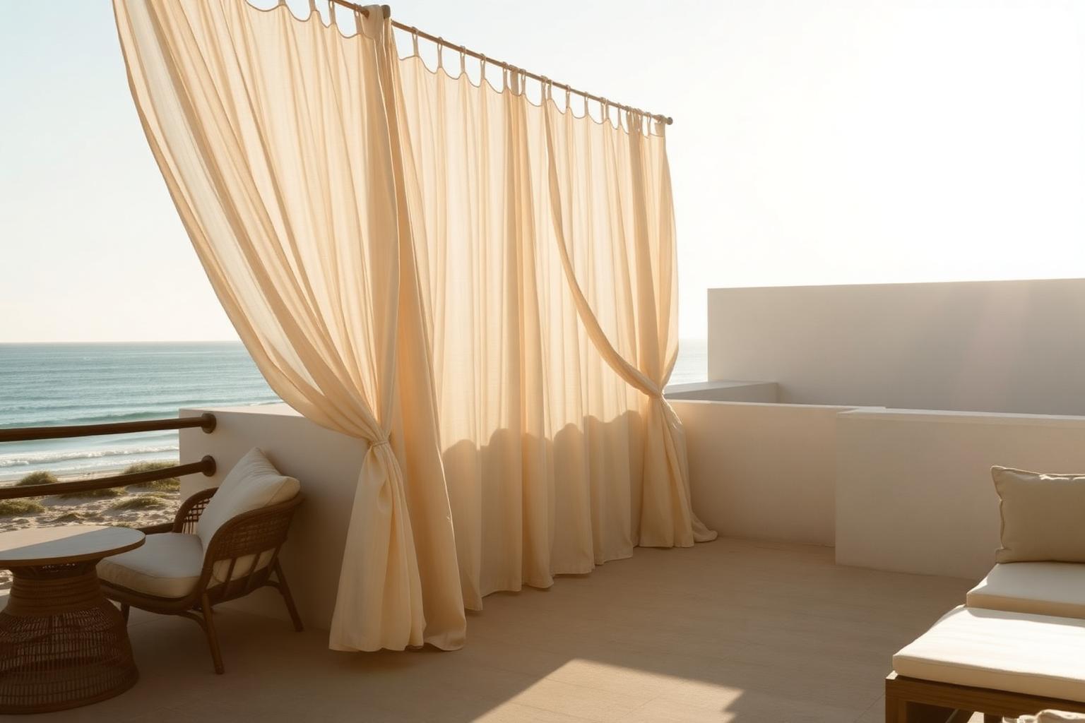 Oceanside terrace at golden hour